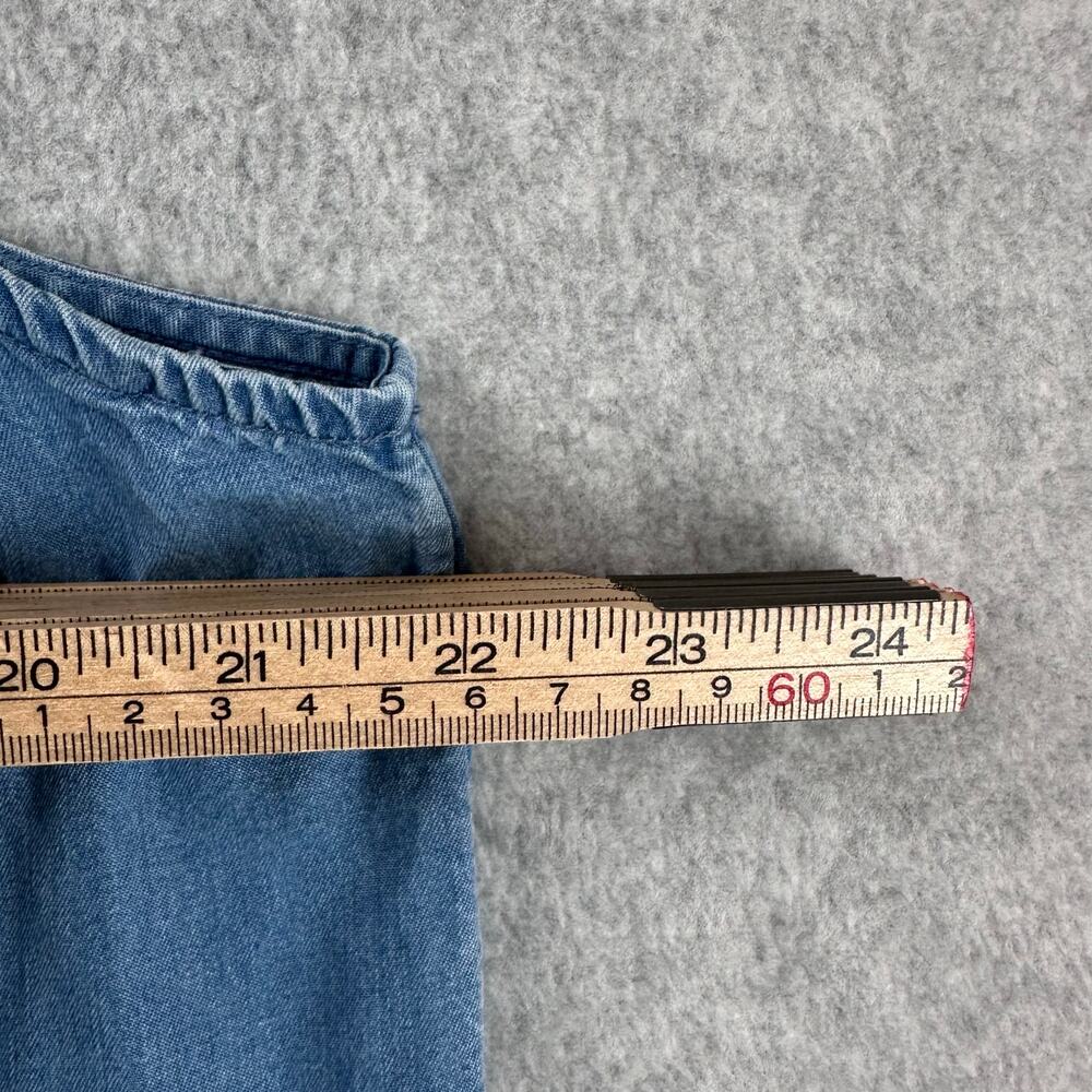 Coldwater Creek Chambray Dress Size XL Tencel Western Sleeveless Pintuck Pockets - Picture 8 of 11